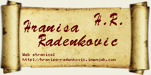 Hraniša Radenković vizit kartica